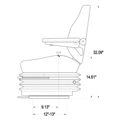 Heavy Duty Dozer / Compactor / Loader Seat w/ Suspension