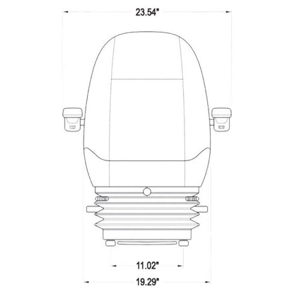 12v Heavy Duty Dozer / Compactor / Loader Seat w/ Air Suspension