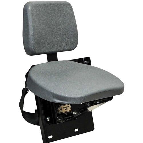 Gray instructional buddy seat for Case IH tractors with durable cushions, black mounting brackets, and a safety seat belt.