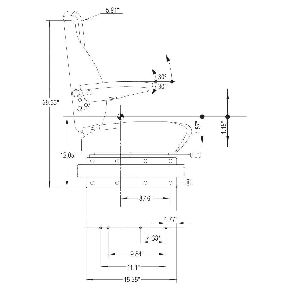 Mechanical Suspension Seat w/ Armrest