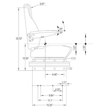 Mechanical Suspension Seat w/ Armrest