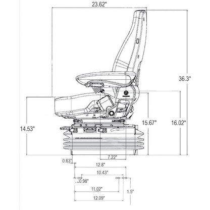12v Air Suspension Seat for John Deere Harvester / Combine / Windrower