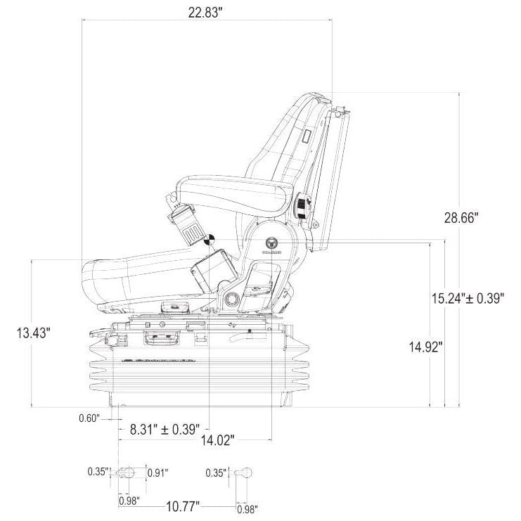 12v Tractor Seat for John Deere w/ Air Suspension