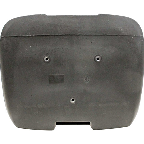 Black high-back tractor seat replacement with a durable molded design and three mounting holes on the underside.