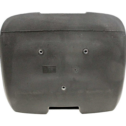Black high-back tractor seat replacement with a durable molded design and three mounting holes on the underside.