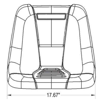 Black high-back tractor seat replacement for MTD mowers, featuring a contoured design and 17.67-inch width measurement.