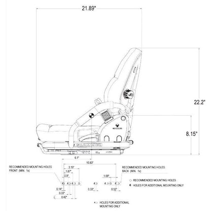 Fork Lift / Telehandler / Tow Motor Seat w/ Suspension