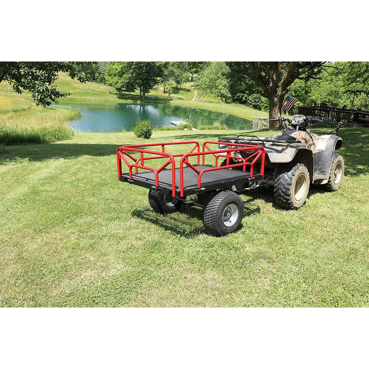 UTV / ATV - Tractor Flat Bed Trailer Cart w/ Side Rails 1000 #