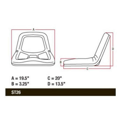 John Deere / Kubota Compact Tractor Flip Style Seat w/ Hinge