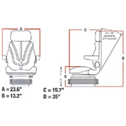 12v Heavy Duty Tractor Excavator Back Hoe Mower Loader Seat w/ Air Suspension