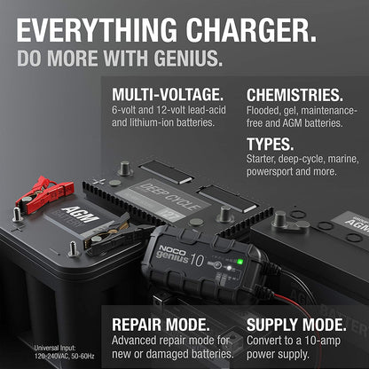 10 Amp (6v -12v) Vehicle Tractor ATV / UTV Battery Charger GENIUS10