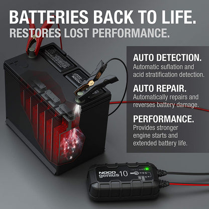 10 Amp (6v -12v) Vehicle Tractor ATV / UTV Battery Charger GENIUS10