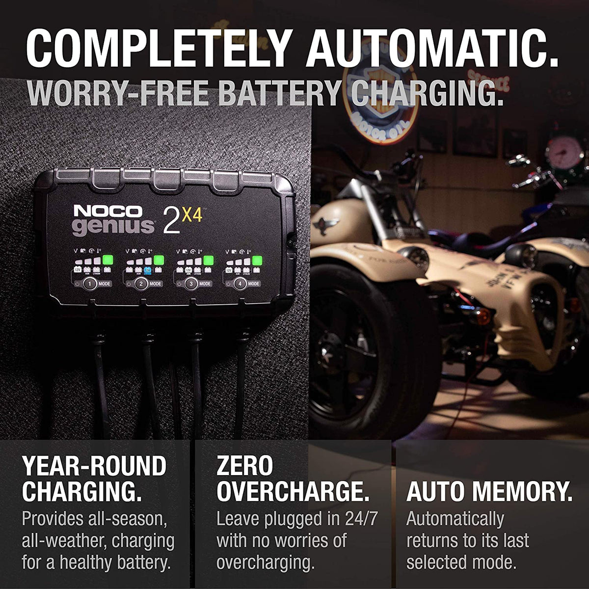 8 Amp 4-Bank (6v - 12v) Vehicle Tractor ATV / UTV Battery Charger