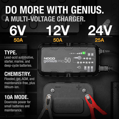 50 Amp (6v - 12v - 24v) Vehicle Tractor Construction Aviation ATV / UTV Battery Charger