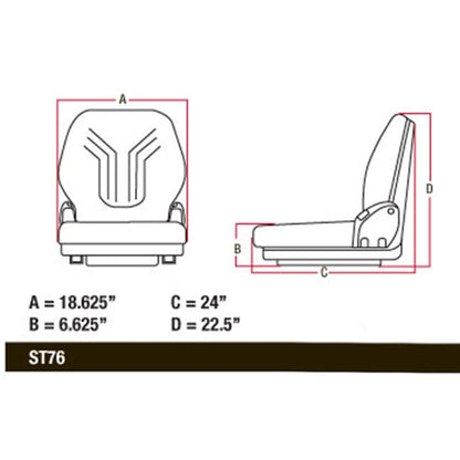 Skid Loader Compact Lawn Mower Garden Tractor Seat w/ Suspension