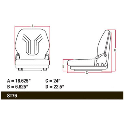 Skid Loader Compact Lawn Mower Garden Tractor Seat w/ Suspension