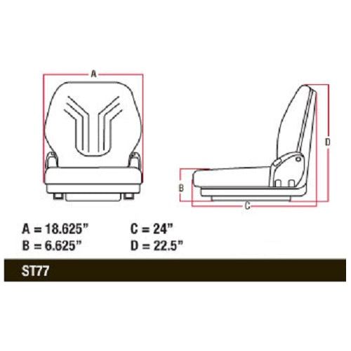 12v Skid Loader Compact Lawn Mower Garden Tractor Seat w/ Suspension