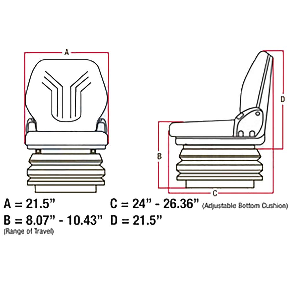 12v Heavy Duty Tractor Excavator Backhoe Loader Seat w/ Air Suspension