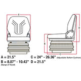 12v Heavy Duty Tractor Excavator Backhoe Loader Seat w/ Air Suspension