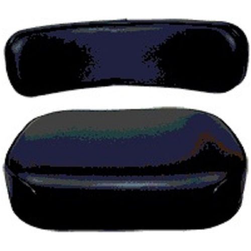 Two-piece black vinyl tractor seat cushion set for Oliver and White tractors, featuring durable hand-stitched construction.
