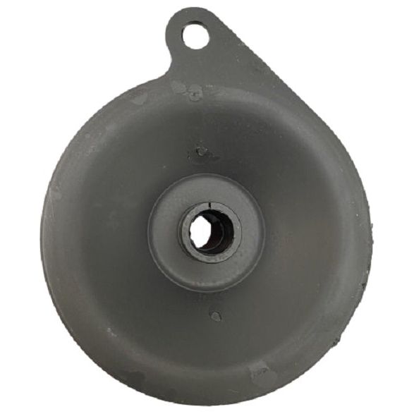 Black rubber torsion seat spring with a circular design and mounting tab for John Deere and Oliver tractor seats.