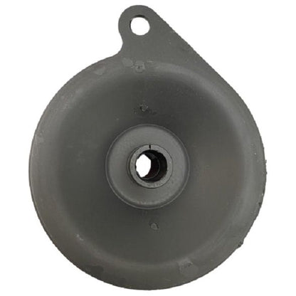 Black rubber torsion seat spring with a circular design and mounting tab for John Deere and Oliver tractor seats.