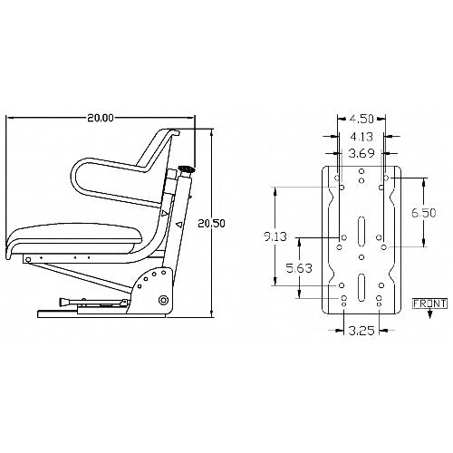 Heavy Duty Wrap Around Farm Tractor Seat w/ Suspension