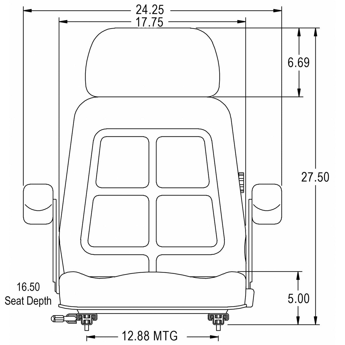 High Back Seat w / Slides & Armrests