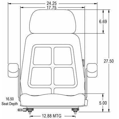 High Back Seat w / Slides & Armrests