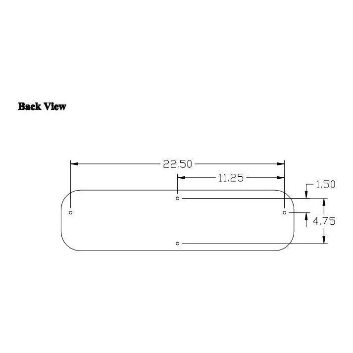 Technical diagram showing the back view and mounting dimensions of a tractor seat cushion with a 22.5-inch width.