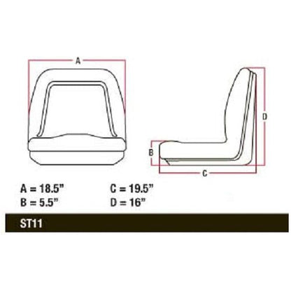 Skid Loader Compact Lawn Mower Garden Tractor Seat w/ Slide Tracks