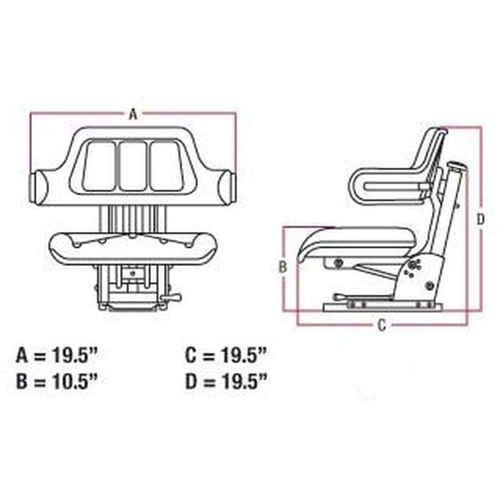 Farm Tractor Seat W/ Suspension & Armrests