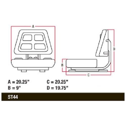 Heavy Duty Wrap Around Farm Tractor Seat W/ Armrests
