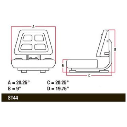 Heavy Duty Wrap Around Farm Tractor Seat W/ Armrests