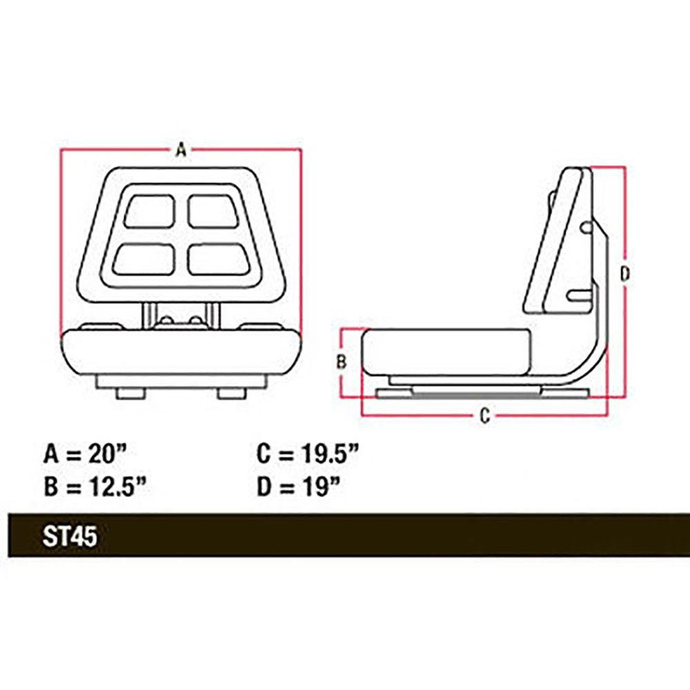 Tractor Seat with Fixed 16 degree Angle Mount for John Deere