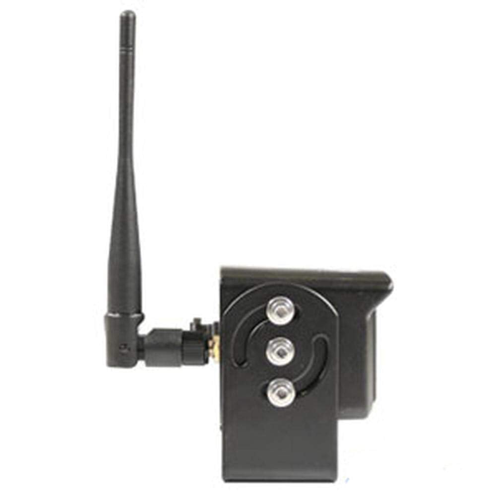 Black wireless CabCAM observation camera with adjustable mounting bracket and vertical antenna for heavy equipment.