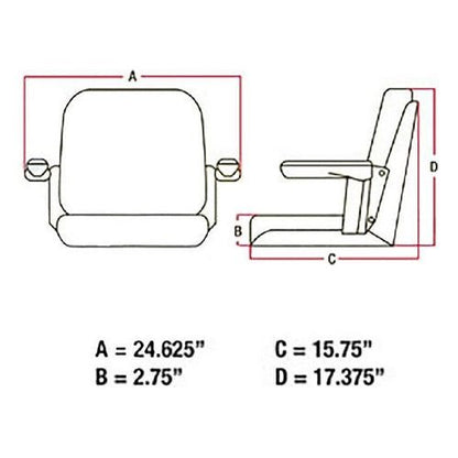 Tractor Seat Assembly w/Arm Rests for Allis Chalmers / Case / Massey Ferguson