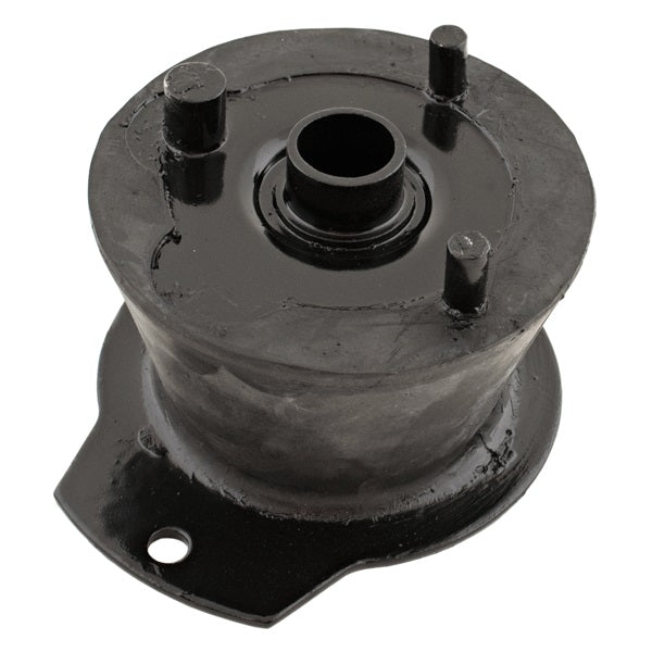 Black rubber torsion suspension seat mount for John Deere tractors with a central metal sleeve and three mounting studs.