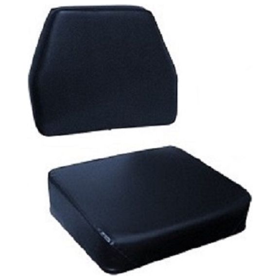 Four-piece black vinyl tractor seat cushion set with wood backing for International Farmall tractors.