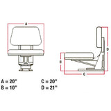 Heavy Duty Farm Tractor Seat w/ Suspension & Trapezoidal Backrest